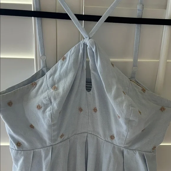 Moulinette Soeurs Light Blue and Brown Embroidered Tank Top - Picture 2 of 8